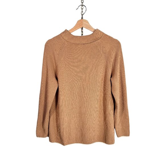 SOLD talbots tan 100% pima cotton ribbed knit sweater Mp petite medium - Picture 6 of 11